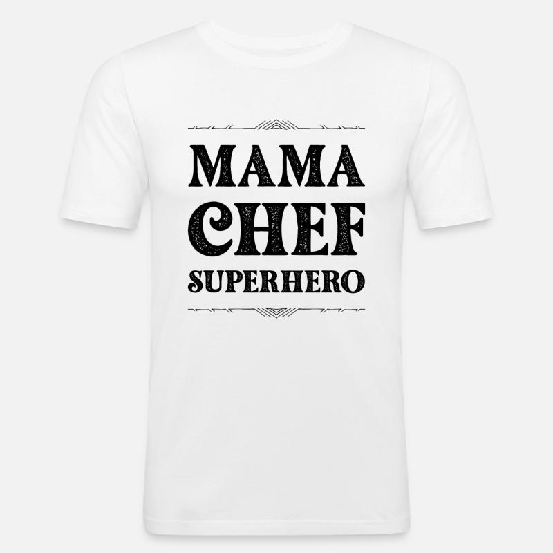 Mama Chef Superheld Mutter - Männer Slim Fit T-Shirt - Weiß