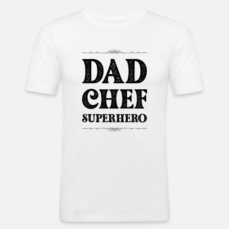 Dad Chef Superheld Papa - Männer Slim Fit T-Shirt - Weiß
