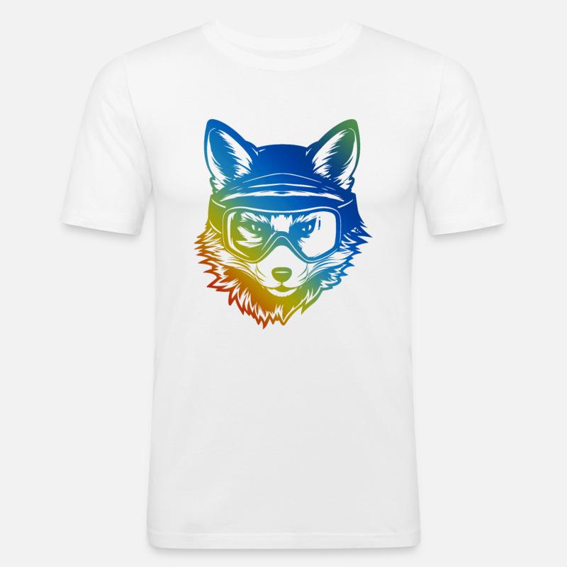 Fuchs Ski Brille Bunt - Männer Slim Fit T-Shirt - Weiß