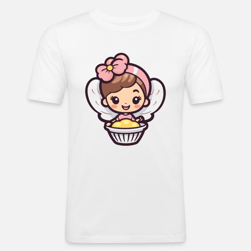 Fee Backen Kuchen Comic - Männer Slim Fit T-Shirt - Weiß