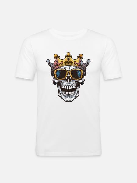King Skull Party Crown - Men's Slim Fit T-Shirt - white