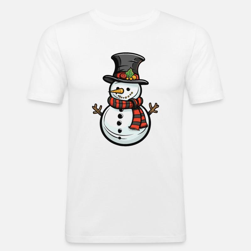 Schneemann Winter Comic - Männer Slim Fit T-Shirt - Weiß