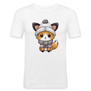 Fuchs Winter - Männer Slim Fit T-Shirt - Weiß - Vorne - Nik (191cm)