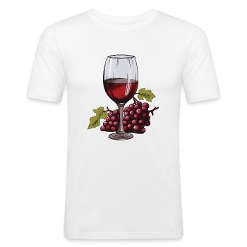 Weinglas Trauben Wein - Männer Slim Fit T-Shirt - Weiß - Vorne - Nik (191cm)