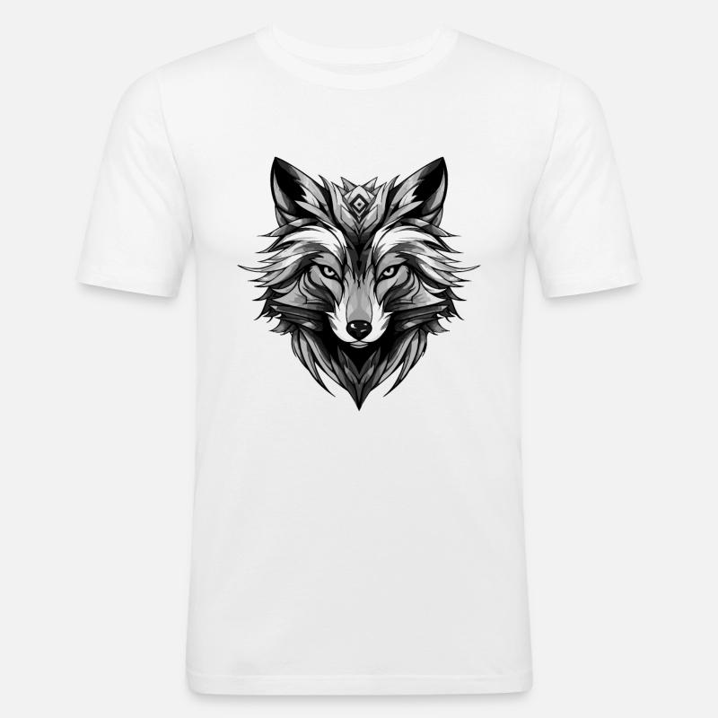 Fuchs Tier Kopf - Männer Slim Fit T-Shirt - Weiß