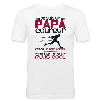 Je Suis Un Papa Coureur Marathon - T-shirt près du corps Homme - blanc - Devant - Nik (191cm)