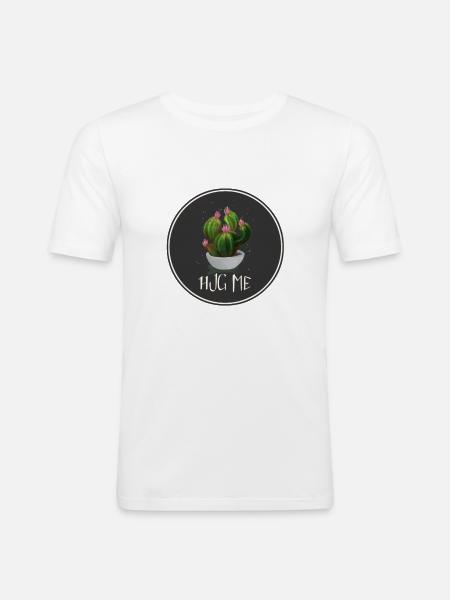 Hug Cactus - Männer Slim Fit T-Shirt - Weiß