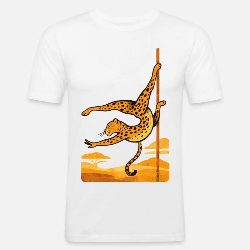 Pole Dance Leopardin Poledancerin Geschenk - Männer Slim Fit T-Shirt - Weiß