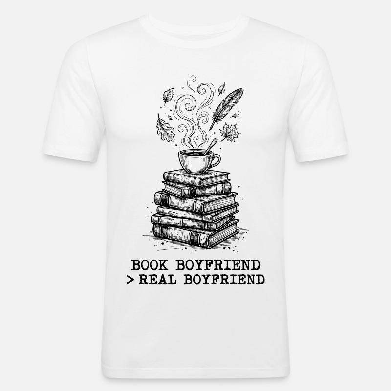 "Buchheld > Echter Freund" ! - Männer Slim Fit T-Shirt - Weiß