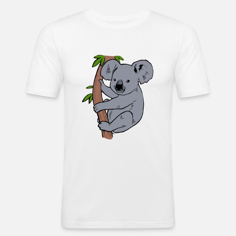 Koala - Männer Slim Fit T-Shirt - Weiß