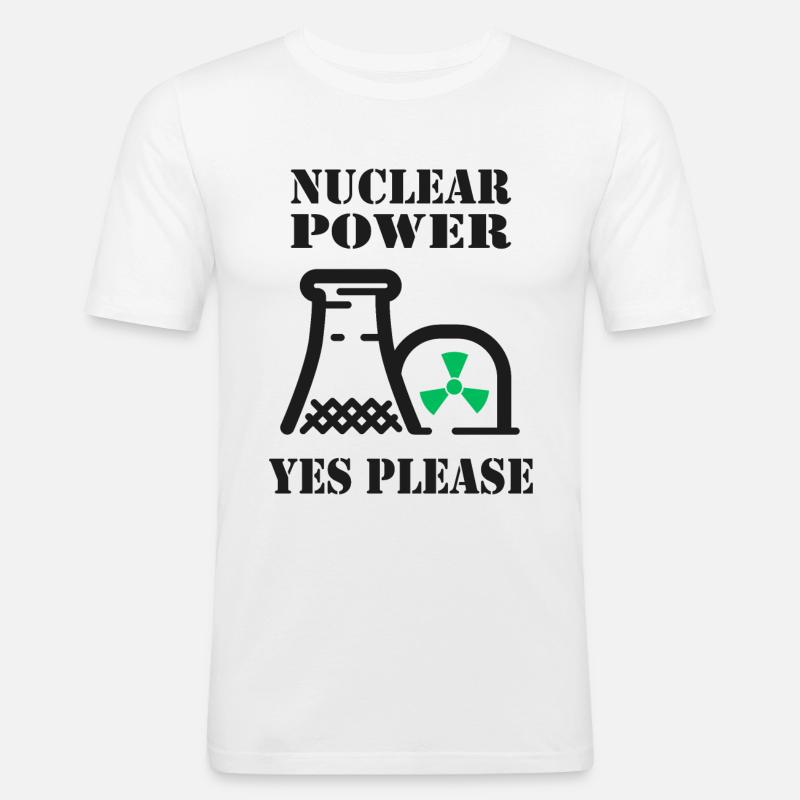 Atomkraft, Ja bitte, Kernenergie - Männer Slim Fit T-Shirt - Weiß