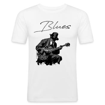 Blues - Männer Slim Fit T-Shirt - Weiß - Vorne - Nik (191cm)