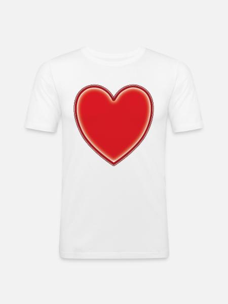 Red Heart - Men's Slim Fit T-Shirt - white