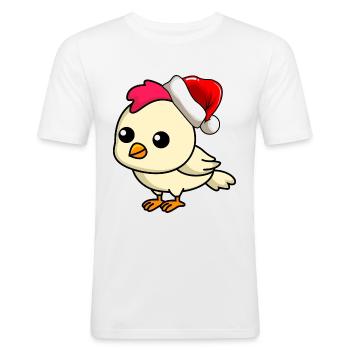 Chicken Comic Christmas - Men's Slim Fit T-Shirt - white - Front - Nik (191cm)