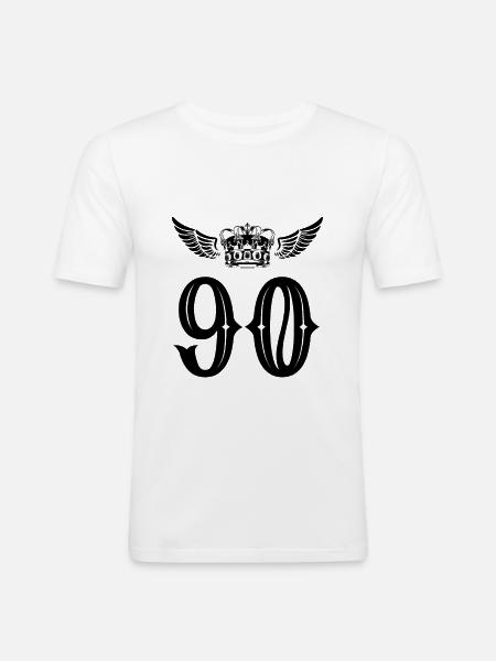 90 Zahl Krone - Männer Slim Fit T-Shirt - Weiß
