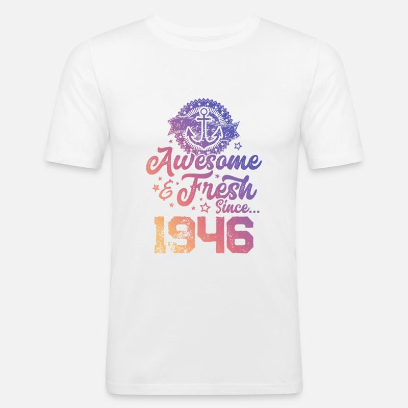 1946 awesome fresh - Männer Slim Fit T-Shirt - Weiß