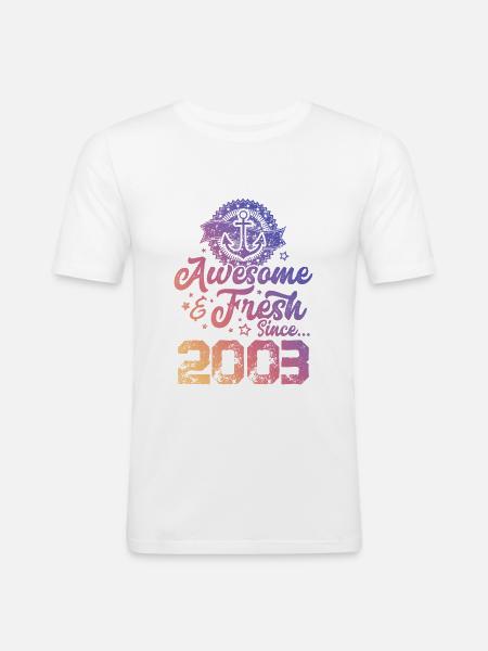 2003 awesome fresh - Men's Slim Fit T-Shirt - white