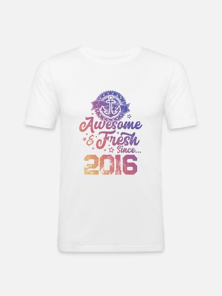 2016 awesome fresh - Männer Slim Fit T-Shirt - Weiß