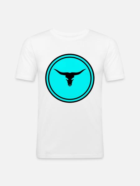 Kuh Bulle Totenkopf - Männer Slim Fit T-Shirt - Weiß