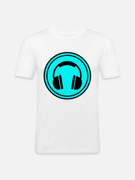 Kopfhörer Symbol - Männer Slim Fit T-Shirt - Weiß