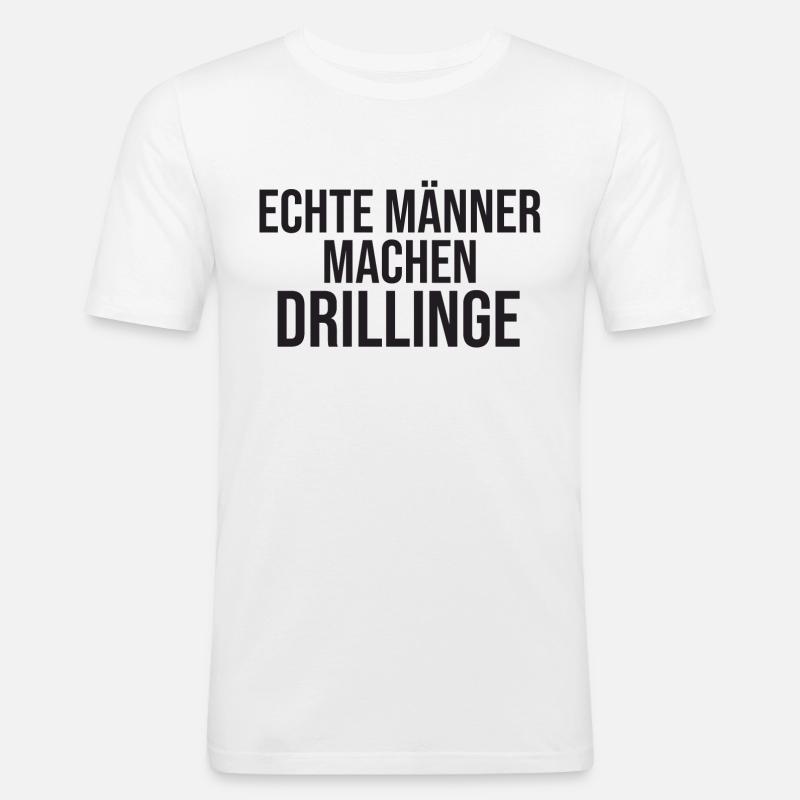 Echte Männer Machen Drillinge - Männer Slim Fit T-Shirt - Weiß