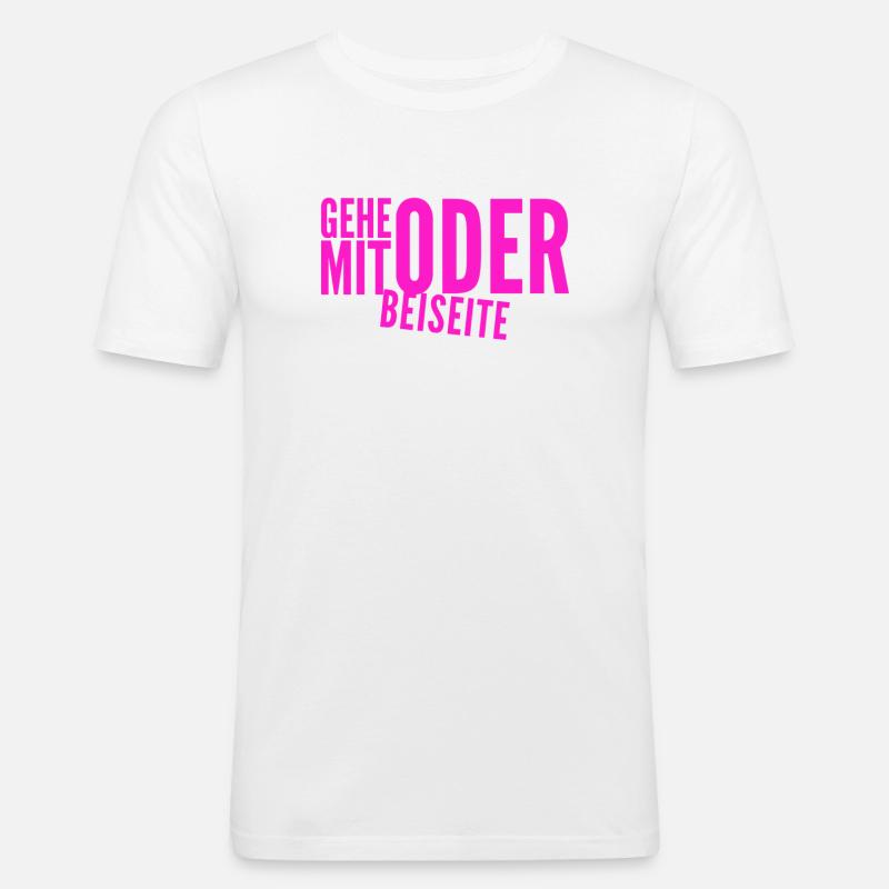 kommst du mit oder nicht? - Männer Slim Fit T-Shirt - Weiß