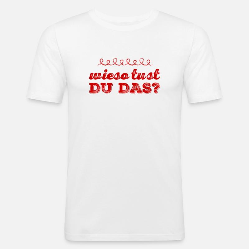 mit der Bitte um Erklärung - Männer Slim Fit T-Shirt - Weiß