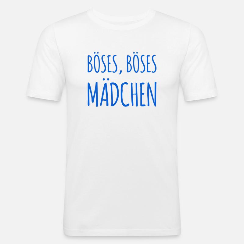 hier steht ein böses Mädchen - Männer Slim Fit T-Shirt - Weiß