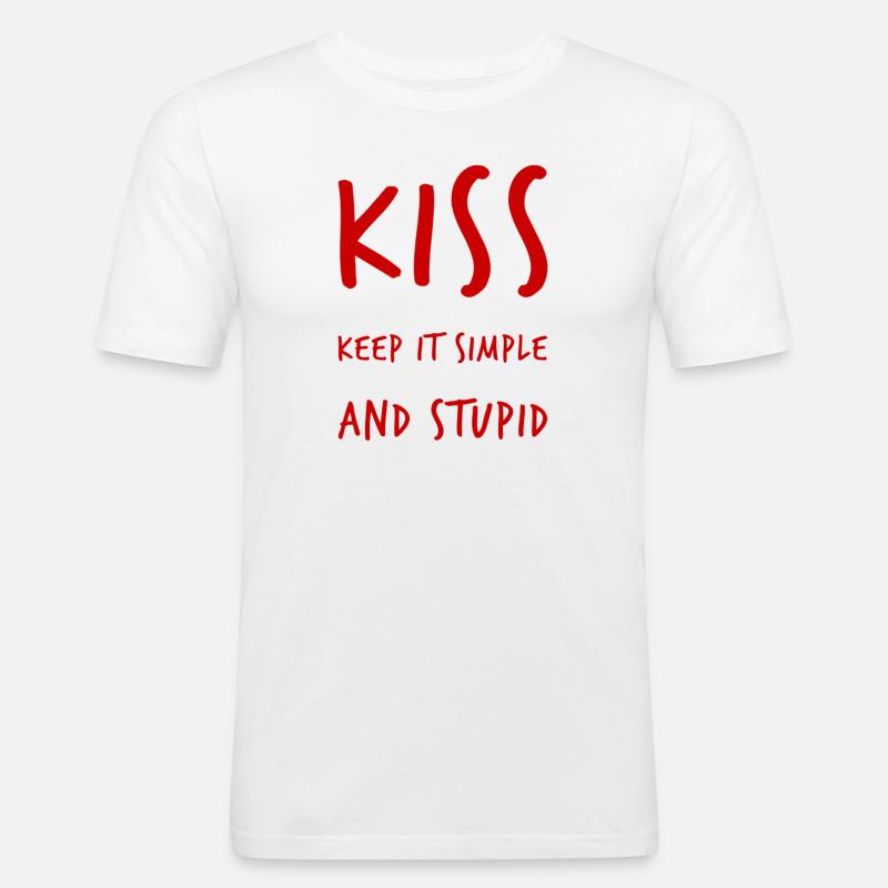 keep it simple and stupid - Männer Slim Fit T-Shirt - Weiß