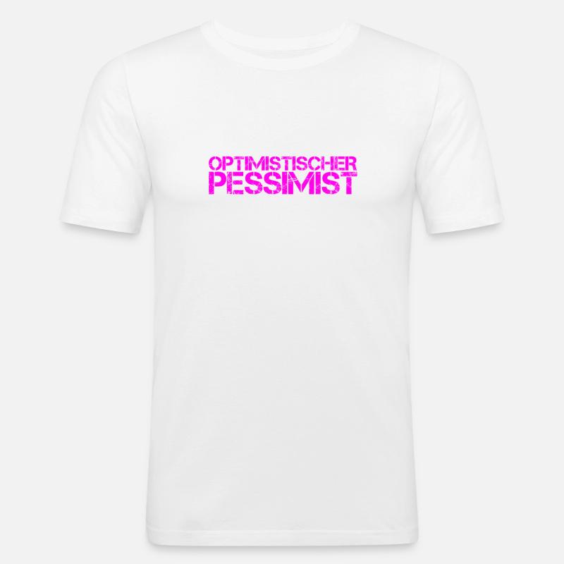 vor dir steht ein Pessimist - Männer Slim Fit T-Shirt - Weiß
