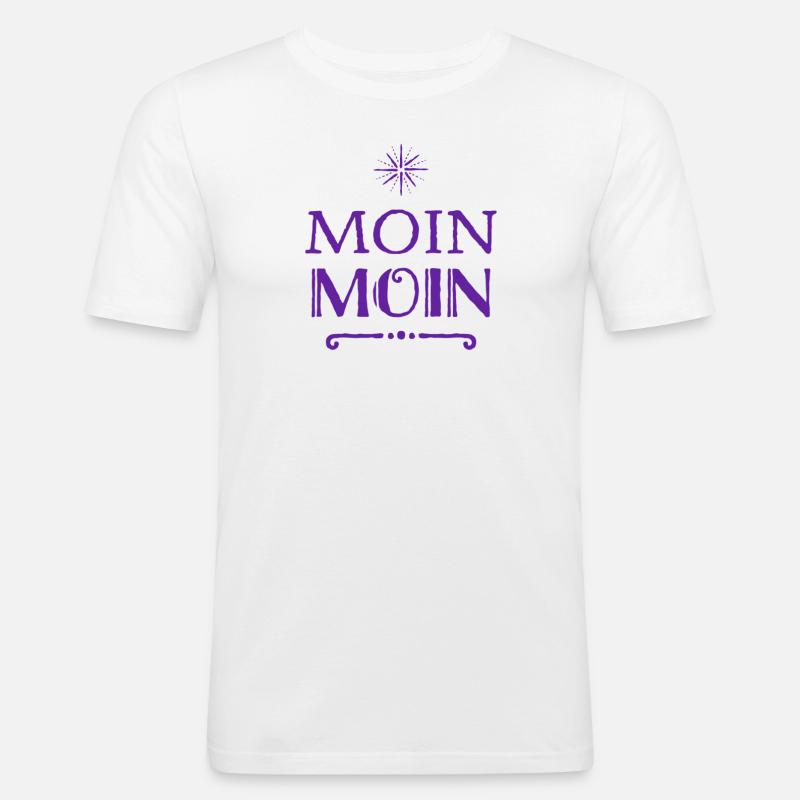 moin moin - Männer Slim Fit T-Shirt - Weiß
