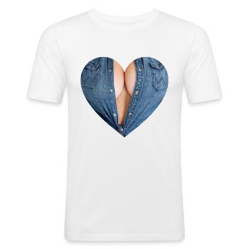 Sexy Brüste - Männer Slim Fit T-Shirt - Weiß - Vorne - Nik (191cm)