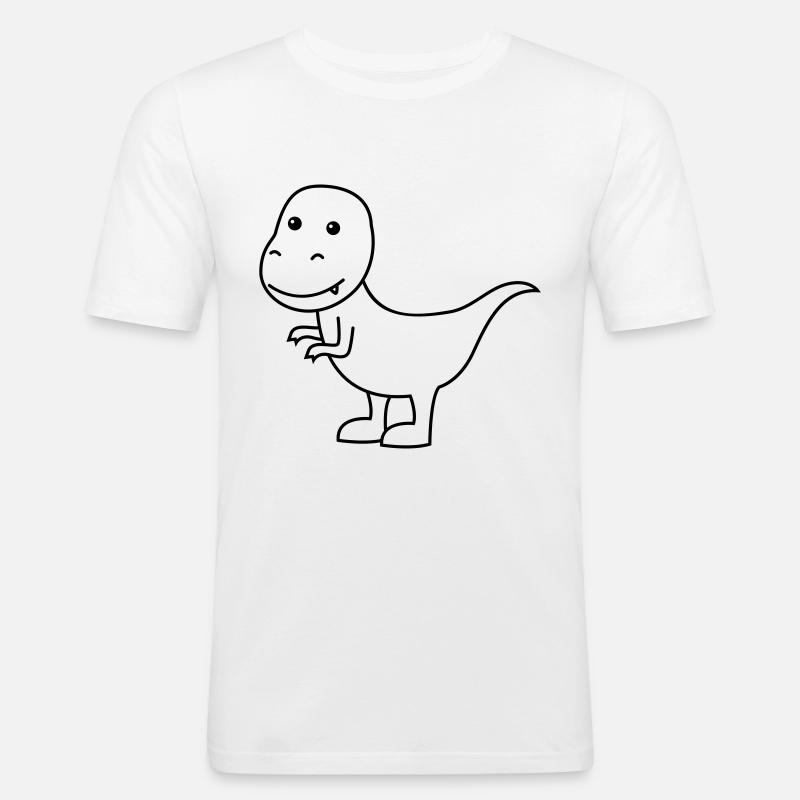 Dinosaurier T-Rex Comic - Männer Slim Fit T-Shirt - Weiß
