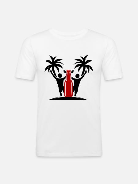 Drinking Beach Party - Männer Slim Fit T-Shirt - Weiß