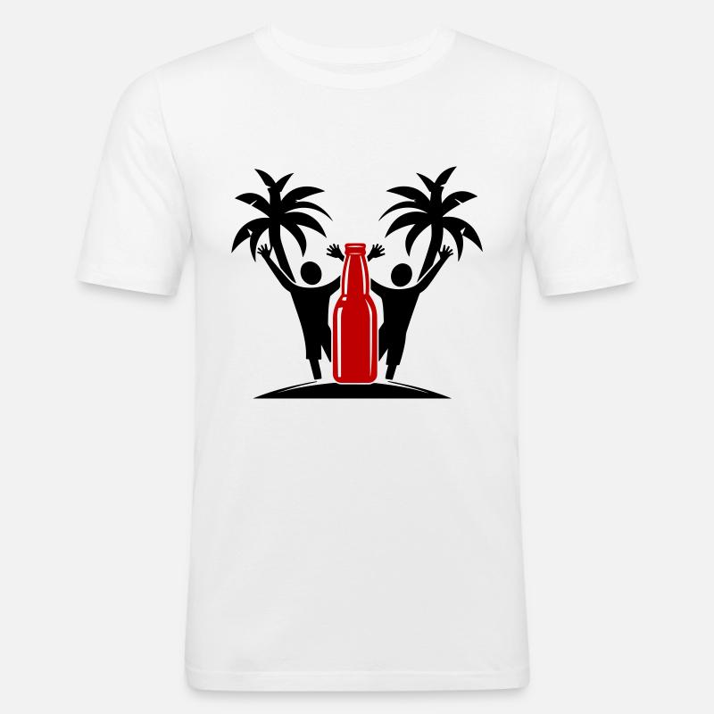 Drinking Beach Party - Männer Slim Fit T-Shirt - Weiß