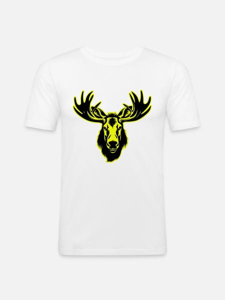 Moose Head Portrait Icon - Men's Slim Fit T-Shirt - white