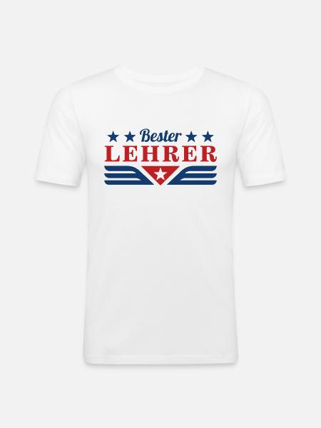 BESTER LEHRER - MATHELEHRER - DEUTSCHLEHRER - Männer Slim Fit T-Shirt - Weiß