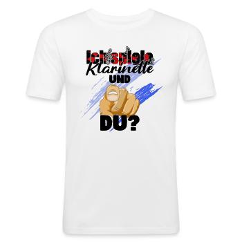 Klarinette spiele Klarinette Klarinettenspieler - Männer Slim Fit T-Shirt - Weiß - Vorne - Nik (191cm)