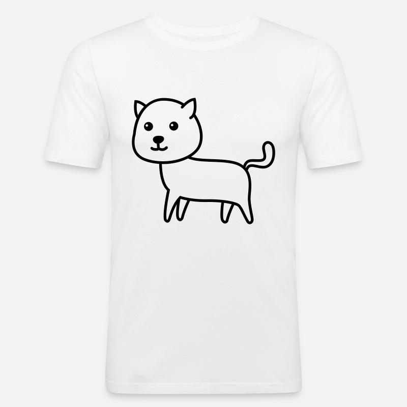 Katze Comic Tier - Männer Slim Fit T-Shirt - Weiß