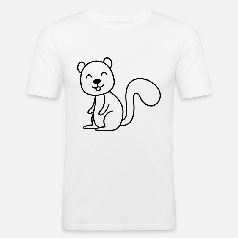 Eichhörnchen Comic Tier - Männer Slim Fit T-Shirt - Weiß