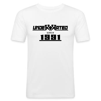 1991 anniversaire 31 ans sous-estimé - T-shirt près du corps Homme - blanc - Devant - Nik (191cm)