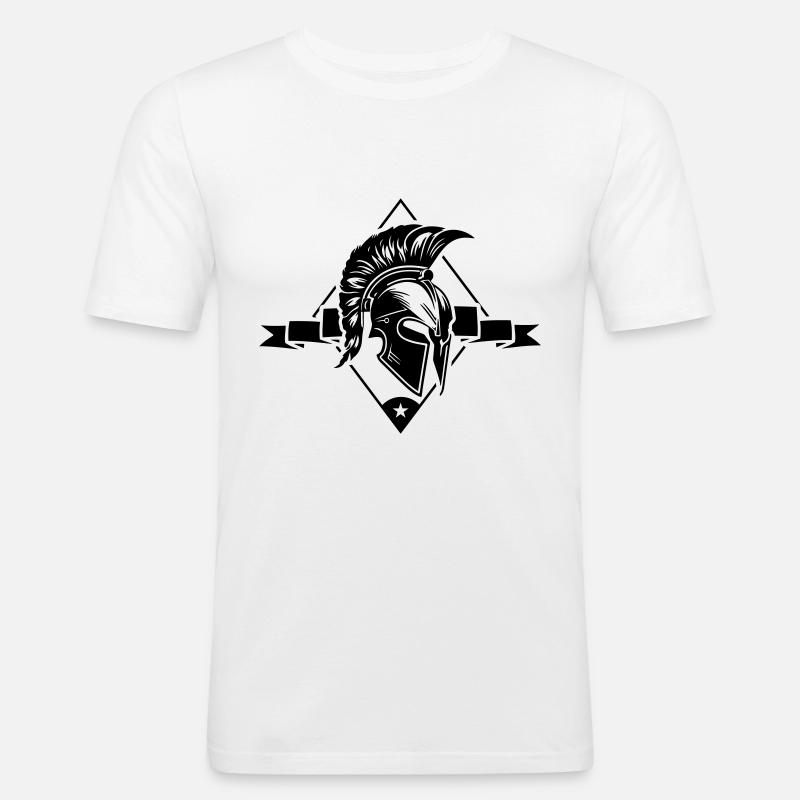 Spartaner Helm Gladiator Sparta - Männer Slim Fit T-Shirt - Weiß