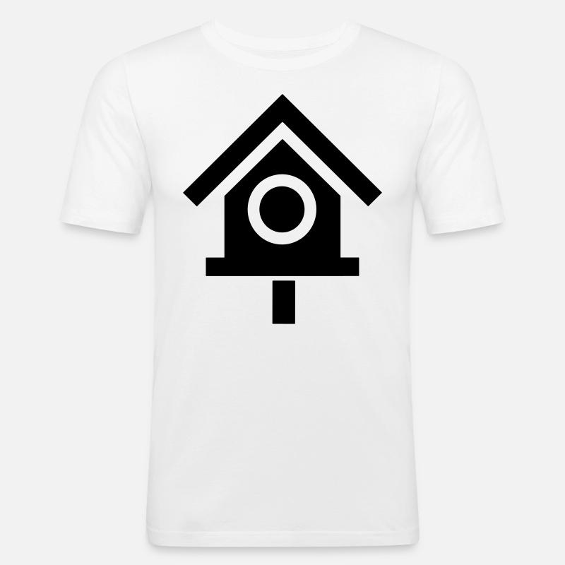 Vogelhaus - Männer Slim Fit T-Shirt - Weiß