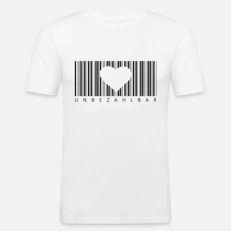 Strichcode Unbezahlbar Herz Liebe Partner Geschenk - Männer Slim Fit T-Shirt - Weiß
