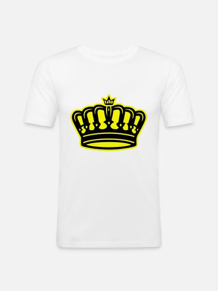 Krone Symbol King - Männer Slim Fit T-Shirt - Weiß