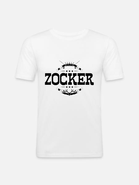 Zocker Gamer - Männer Slim Fit T-Shirt - Weiß