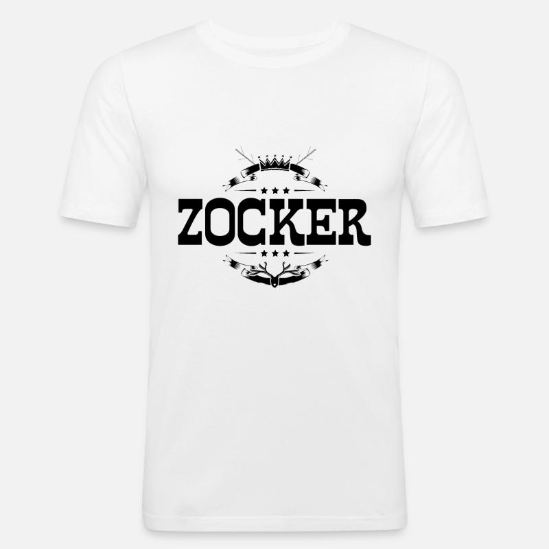 Zocker Gamer - Männer Slim Fit T-Shirt - Weiß