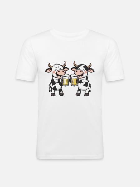 Cow Comic Beer Funny Booze - Men's Slim Fit T-Shirt - white