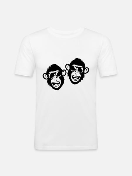 Monkey Funny Cool - Men's Slim Fit T-Shirt - white