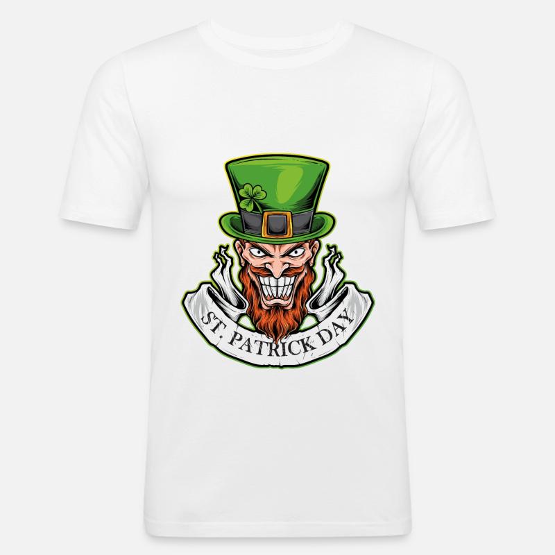 Lächeln am St. Patrick Day - Männer Slim Fit T-Shirt - Weiß